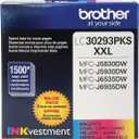 Brother LC3029 Color C/M/Y Ink Cartridges (LC30293PKS), Super High Yield, 3/Pack,Cyan/Magenta/Yellow
