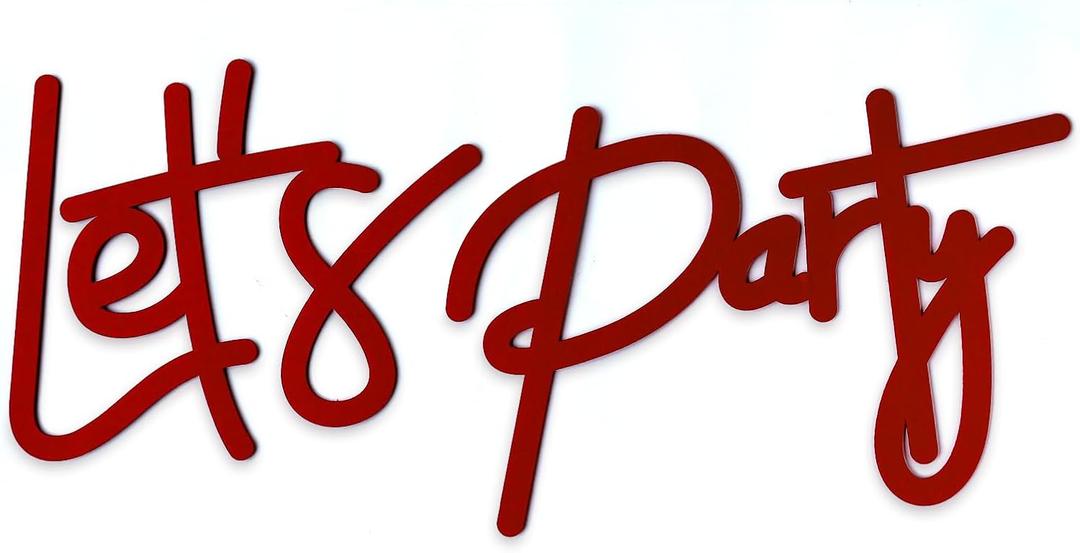 2 x Let's Party Sign for Balloon Arch - Large Felt Letters Reusable for Party Sign, Birthday Party, Graduation, Wedding, Bachelorette, Christmas, Home Bar, Man Cave Wall Decor - Red, 4mm Thick