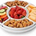 MALACASA Porcelain Divided Serving Dishes, Appetizers Tray, Serving Tray for Party  Perfect for Chips and Dip, Fruit, Veggies, Candy and Snacks, Divided Serving Platter, Relish Tray, White