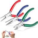 WORKPRO Jewelry Pliers Set, 3 Pack Jewelry Making Tool Kit- Needle Nose Plier/Chain Nose Plier, Round Nose Plier and Wire Cutter for Charm Bracelet, Jewelry Repair, DIY Crafts, Jewelry Making Supplies (Dark Blue, Dark Green, Red)