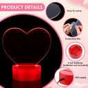 Heart Acrylic DIY Night Light with Base, Neon LED Lamp with Touch Switch, USB or Battery Powered Heart LED Night Light for Bedroom Home Valentine's Day Decoration(Red)