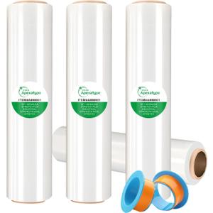 Plastic Shrink Wrap Roll for Moving – 18" x 1500', 80 Gauge, 500% Stretch, Heavy Duty Stretch Wrap Film for Shipping, Packing, Pallet & Furniture Protection – 4 Rolls with Handles
