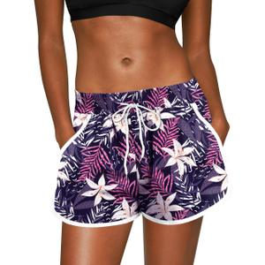 For G and PL Women Summer Floral Beach Boardshorts with Pockets Swim Trunks (Pink, XL)