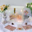 Funvalley Surperfect 10" Acrylic Wedding Card Box with String Light with Lock and SlotFrosted Large Clear Gift Card Box for Wedding Money Box Wedding,Birthday Party Reception Decoration