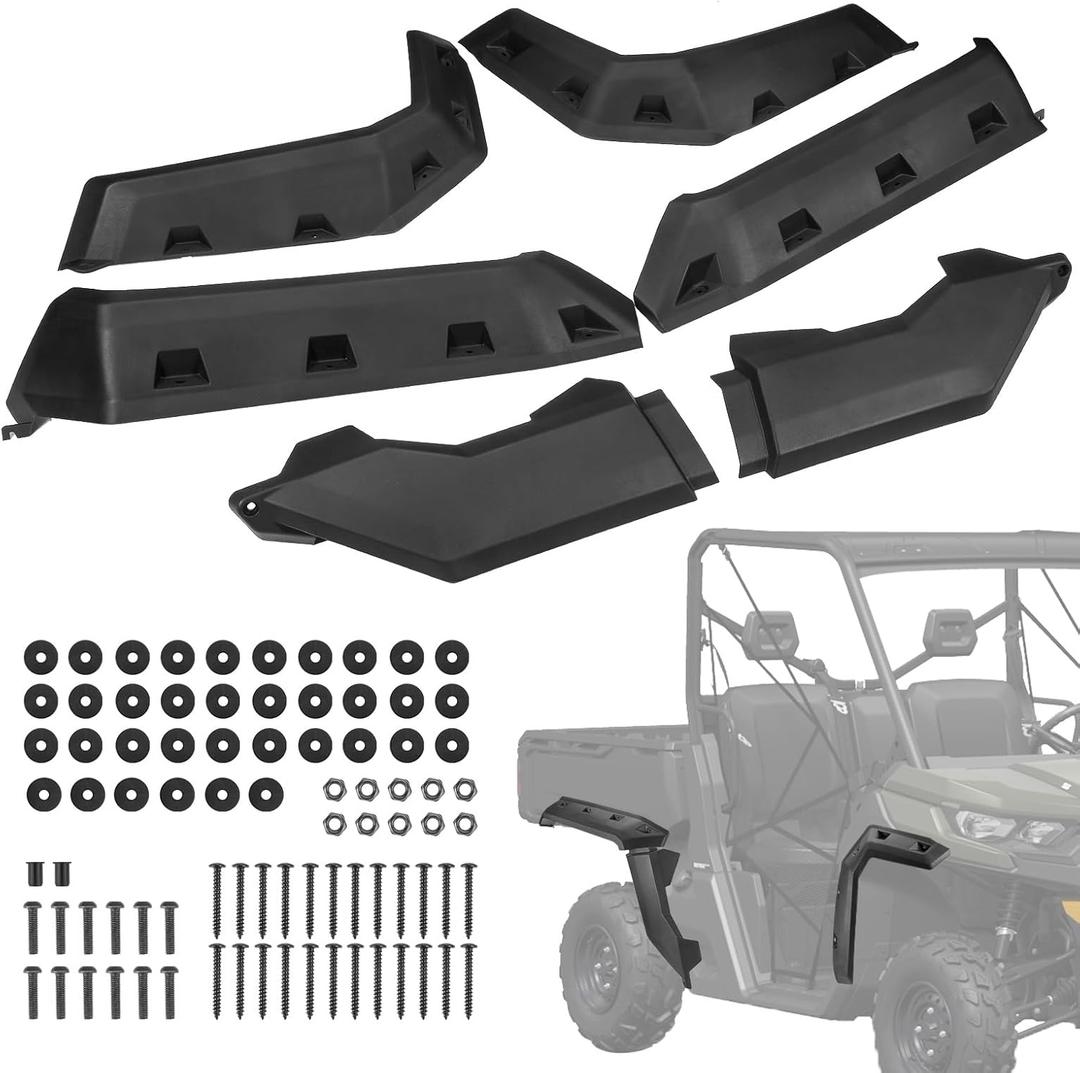 KEMIMOTO Fender Flares Compatible with Can Am Defender HD 5/ HD8/ HD10 and Defender MAX 2016-2025, Front and Rear Extended Mud Guards, Replace OEM #715006821 715002424 715006822 KEMIMOTO Fender Flares Compatible with Can Am Defender HD 5/ HD8/ HD10 and Defender MAX 2016-2025, Front and Rear Extended Mud Guards, Replace OEM #715006821 715002424 715006822