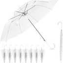 Clear Wedding Umbrellas Bulk, High-Visibility Transparent Rain Umbrella, Firm and Durable, Easy Operation, Large Clear Umbrella for Wedding Bride Groom Photography Golf Outdoor (8 pcs)