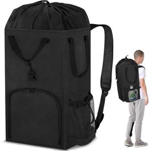 Laundry Bag Backpack Extra Large, 110L Laundry Backpack Heavy Duty with Shoulder Straps, Collapsible and Mesh Pocket Dorm Laundry Basket Hamper Bag for College, Travel, Laundromat, Apartment Black