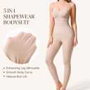 BRABIC Tummy Control Shapewear for Women Compression Leggings Full Body Seamless Faja Body Shaper Bodysuit (Beige, L)