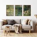 FWIEXA Monet Floral Framed Canvas Wall Art Set, Impressionist Botanical Garden Wall Decor, Vintage Ponds Tree Plant Artwork, Nature Landscape Prints for Living Room, Bedroom - Size 24"x36"x3