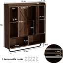 RUSTOWN Rustic Wood Wall Bathroom Cabinet, Farmhouse Medicine Cabinet Wall Mounted, Space Saving Wall Storage Cabinet with 2 Barn Door, 3-Tier Adjustable Shelves and Towel Bar(Dark Walnut)
