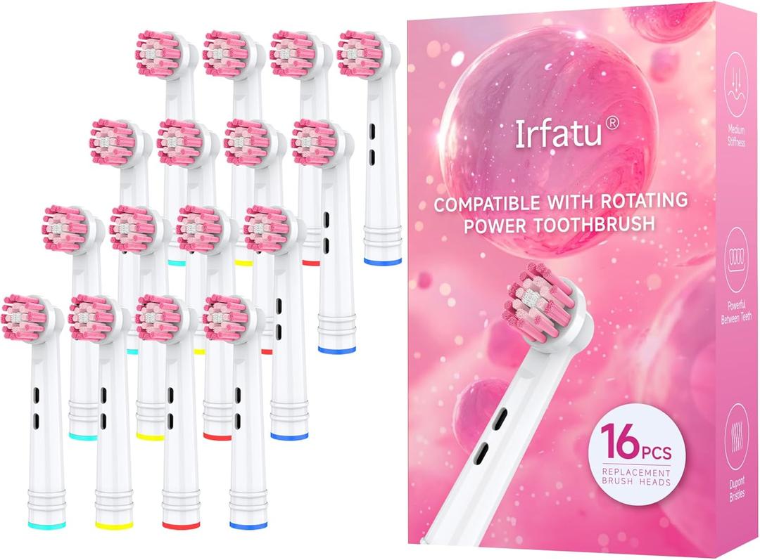 Individually Packaged Replacement Toothbrush Heads for Oral B Braun,Professional Electric Toothbrush Heads Compatible with Oral B Pro 1000/3000/ 5000/7000//8000 ect16 PCS (Pink)