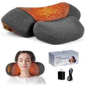 Upgraded Neck Massager Pillow, 3-in-1 Neck Massager, Traction Massage with Heat, Neck Pillow for Shoulder Pain, Deep Tissue Pain Relief,Rechargeable TheraPillow, Gifts for Mother (Dark Gray)