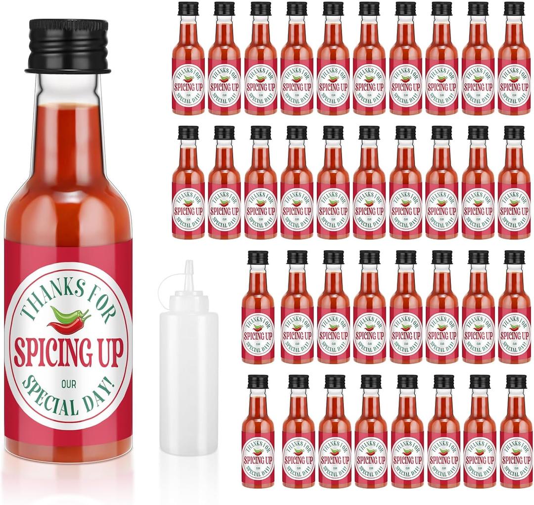 Willinglong 36 Pack Mexican Wedding Favors Cinco De Mayo Hot Sauce Bottle for Guests Mini Hot Sauce Bottles Thanks for Spicing up 1.7oz Fiesta Bridal Shower Favor Gifts for Wedding Taco Party Supplies