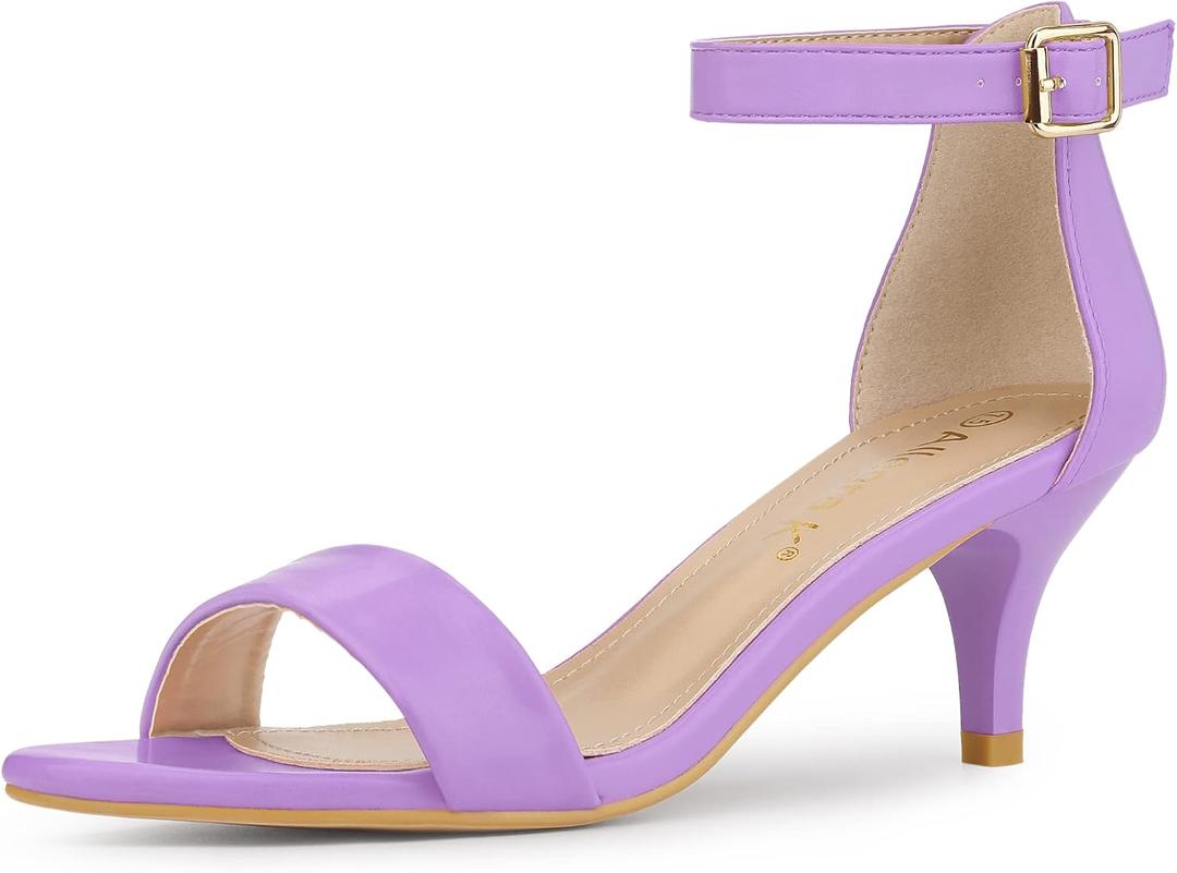 Allegra K Women's Ankle Strap Kitten Heel Sandals