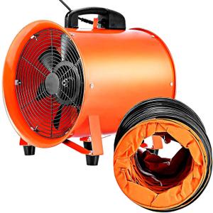 VEVOR Portable Ventilator, 12 inch Heavy Duty Cylinder Fan with 33ft Duct Hose, 585W Strong Shop Exhaust Blower 3198CFM, Industrial Utility Blower for Sucking Dust, Smoke, Smoke Home/Workplace
