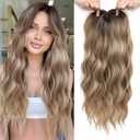 Hair Topper 20" Wavy Hair Toppers for Women 6.5x6.5 Base Size Hairpieces for Women with Thinning hair Wavy Clip In (Brown Blonde with Dark Root)