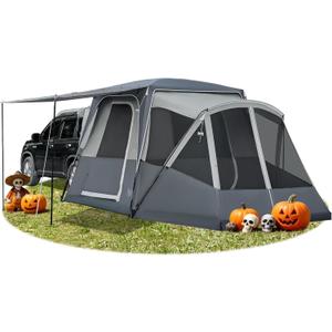 TIMBER RIDGE 5-9 Person SUV Tent with Screen Porch and Awning for Family Camping, Weather Resistant and Portable Van or Car Tent, Includes Rainfly and Storage Bag, 13' W X 10' L X 7.1' H (Grey)