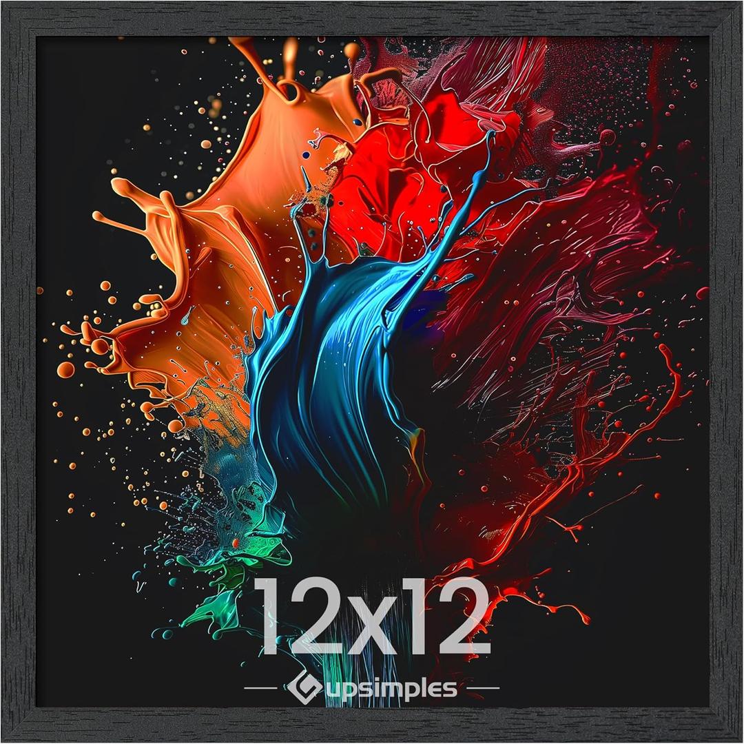 upsimples 12x12 Picture Frame, Wall Gallery Square Frames with Engineered Wood, Black 1 Pack