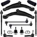 TUCAREST 12Pcs Suspension Kit Fit For 2009-2020 Do-dge Journey, 2 Front Lower Control Arm + 2 Ball joint + 4 Outer Inner Tie Rod + 2 Sway Bar [# K641333 K641334 K750382 K500120 EV800611 ES800408]
