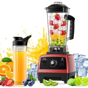 Blender for Smoothies, Blenders for Kitchen with 68Oz. Pitcher and 20Oz.Juicer Container, Smoothie Blender for Ice Crushing, Frozen Fruits, Red