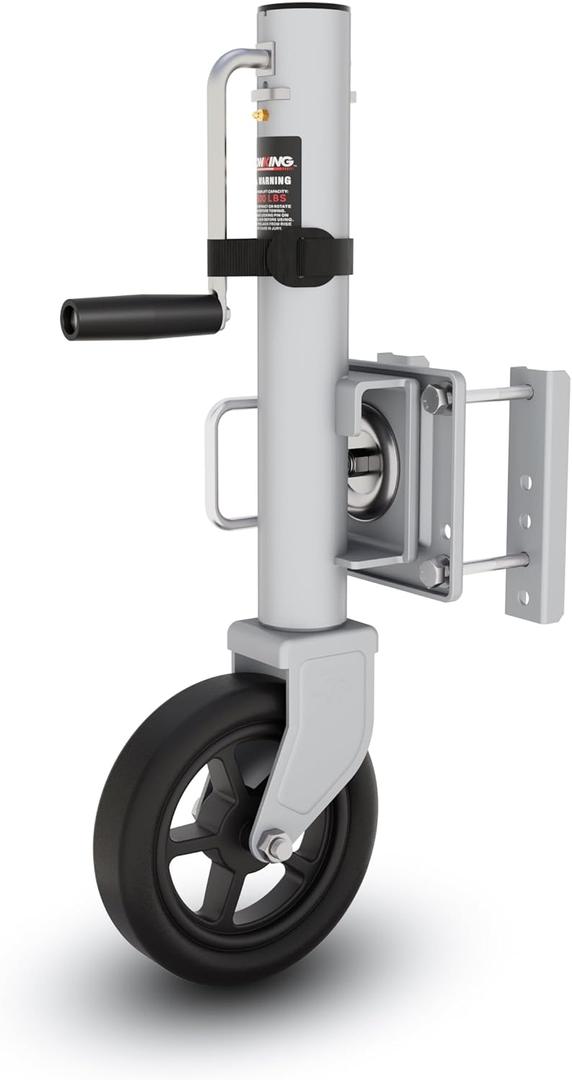 8" Spoke Wheel Trailer Jack, 10" Vertical Movement, 1500 lbs, for RV, Boat, Trailer and More, Silver