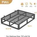 14 Inch Metal Full Size Bed Frame with Rounded Corner, Steel Support
