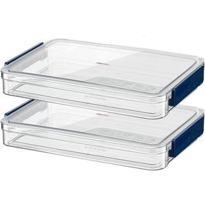 2 Pack Document Storage Clear Plastic Storage Boxes with Lids Stackable Storage Bins Paper Storage Box Containers for Organizing A4 File Paper Document Photo Scrapbook Craft Storage Blue (2pcs Small 13.97"x9.29"x1.5")