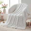 Tudomro Bunny Throw Blanket 50x60 Inch 3D Embroidered Bunny Throws Cozy Soft Rabbit Blanket for Sofa Couch Bed Sofa Home Decor, Birthday Gifts(1 Pack,