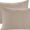 Lane Linen 100% Organic Cotton Pillow Cases Standard Size Set of 2 (20"x26") - Cotton Pillowcases Standard Size - Soft Beige Pillow Cases Set of 2 - Standard Pillow Case Pack of 2 - Linen