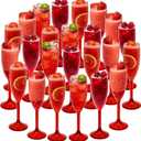 24 Pcs Champagne Flutes 5.4OZ Plastic Champagne Glasses Wine Glasses Plastic Goblets for Parties Mimosa Bar Glasses Stemmed Drinking Cups for Wedding Celebration Christmas Birthday Bride (Clear Red)