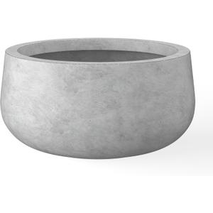 Kante 11.8" Dia Round Concrete Planter, Cement Plant Pots with Drainage Hole and Rubber Plug for Outdoor Indoor Garden Home, Modern Curvaceous Design, Natural Concrete