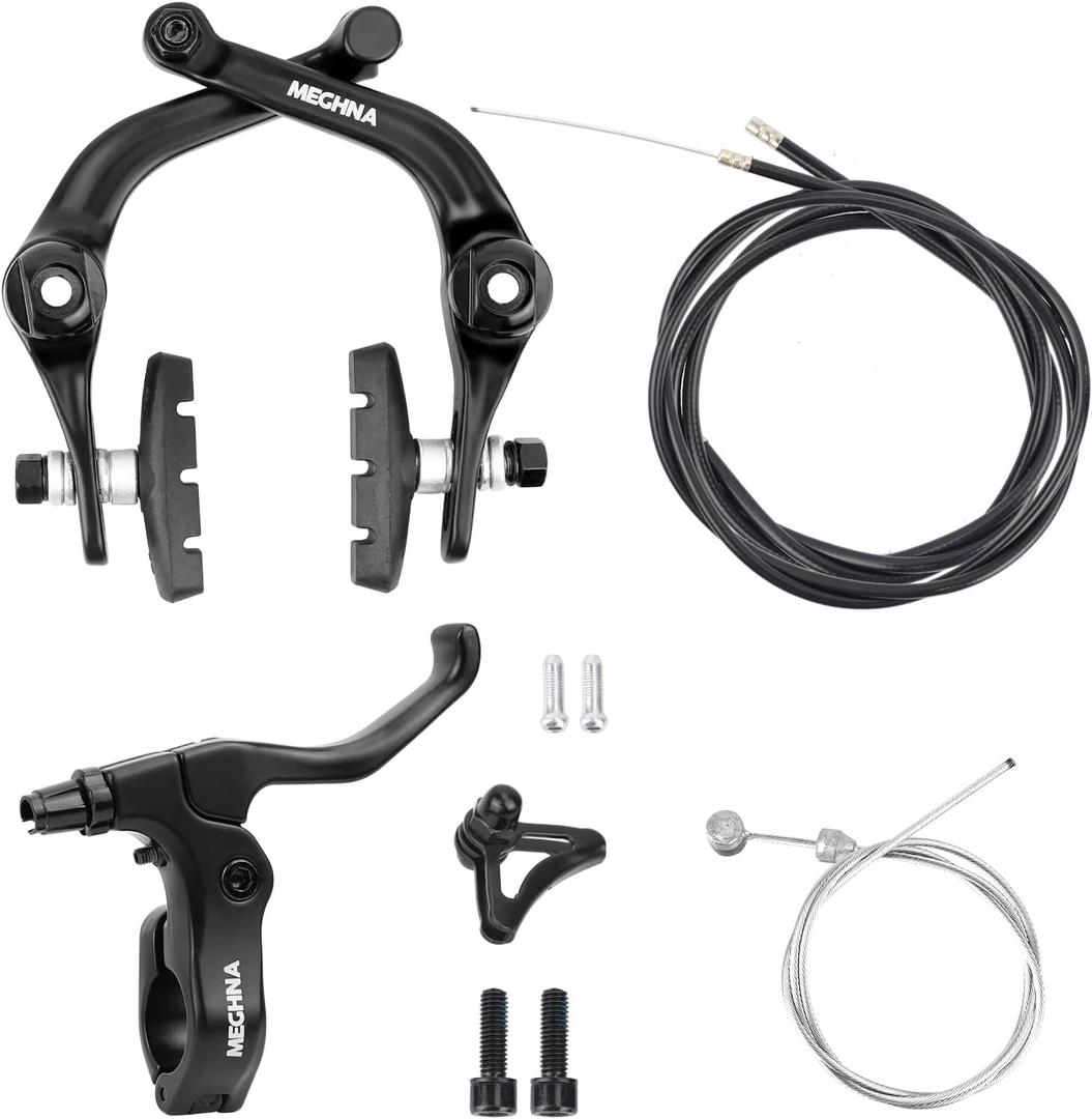 BMX Rear Aluminum Alloy Rim Brake SetBike Rear U Brakes Set, Complete Rear Brake kit for BMX Bike, Right Bike Brake with Cables and Brake Pads,Rear Rim Brake SetBike Rim Brake Sets,Universal
