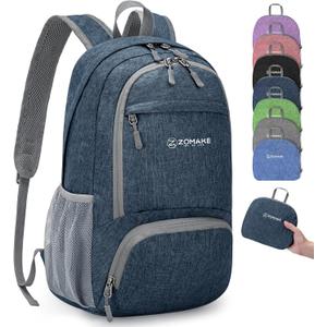 ZOMAKE Ultra Lightweight Packable Backpack 20L,Small Foldable Backpacks Hiking Water Resistant Collapsible Daypack for Women Men(Navy Blue-A2)