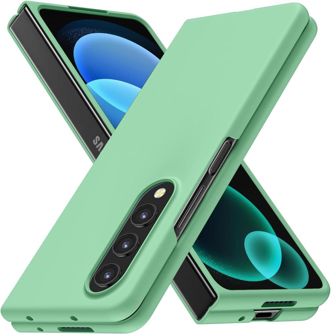 Compatible with Galaxy Z Fold 4 Case, Clear Hard PC Cover Cute Simple Never Yellowing Lightweight Matte Protective Slim Bumper Phone Case for Galaxy Z Fold 4, Green(6-78)