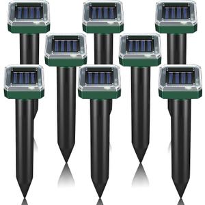 Pack of 8 Solar Mole Repellent Sonic Gopher Repellent Vole Chaser Mole Deterrent Sonic Spikes Repellent Ultrasonic Pest Control Outdoor Keep Moles Out of Yard Lawn