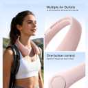 JISULIFE Portable Neck Fan, Hands-Free Bladeless, 5 Speeds, 4000 mAh Battery Operated Wearable Personal Fan, Twistable, Rechargeable, Gift for Women Men-Pink