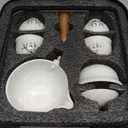 LURRIER Porcelain Chinese Gongfu Tea Set,Portable Teapot Set with 360 Rotation Tea maker and Infuser,Portable All in One Gift Bag for Travel,Home,Gifting,Outdoor and Office (Sakura)