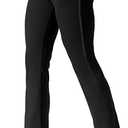 VOOVEEYA Womens Straight Leg Leggings, High Waisted Yoga Pants with Pockets Tummy Control Bootcut Casual Dress Pants, S