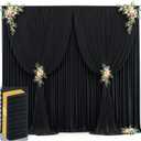 50ft x 12ft Black Backdrop Curtains Wrinkle Free Backdrop Curtain for Wedding Parties Black Fabric Backdrops Drapes Back Drop Cloth Bridal Shower Stage Curtains Wedding Decorations for Reception (50FTx12FT (W5'xH12', 10 Panels))