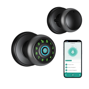 Fingerprint Door Lock - Smart Door Knob with Passcode Keypad, Finger Print Biometric Door Knobs & App Control, Keyless Smart Door Lock for Apartment Bedroom Hotel Office (Black)