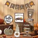 3 x Jetec 12 Pcs Thanksgiving Tiered Tray Decor Set Pumpkin Gnome Truck Wood Sign Rustic Farmhouse Decorations Autumn Table Centerpieces Harvest Decorative Tabletop Signs for Home Kitchen