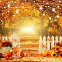 LYCGS 8x6ft Fall Photo Backdrop Thanksgiving & Autumn Forest Scene with Pumpkins Fall Photography Backdrop X-305