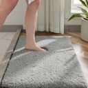 Grey Bathroom Rug 20x32 Non Slip Fluffy Bath Mat for Bathroom Floor Washable Plush Luxury Bath Rug for Tub Soft Shaggy Absorbent Shower Sink Mat