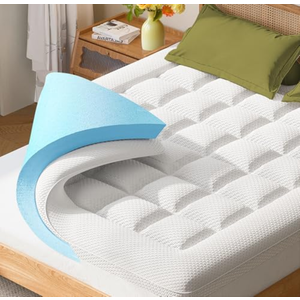 Dual Layer Memory Foam Mattress Topper - AprLeaf 3 Inch Pillow Top Mattress Topper, 2 Inch Cooling Gel Memory Foam and 1 Inch Pillow-Top Cover for Medium Support Relief Back Pain (King, White)