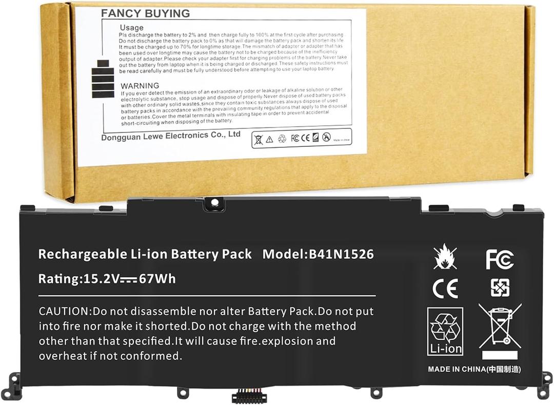 67Wh B41N1526 Laptop Battery for Asus FX502VM FX60VM FX502VM-AS73 FX502VM-FY361T GL502 GL502V GL502VT GL502VT-1A ROG Strix S5 S5V S5VM S5VT6700 GL502VT-DS74 GL502VM-FY039T 4ICP/60/80 0B200-01940000