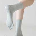 5 Pairs Women's Mid Calf Yoga Socks Non Slip Five Toe Medium Cushion Cotton, Dot Rubber Sole for Pilates, Dance, Barre, Gym Girl's Barefoot Soft Boot Socks