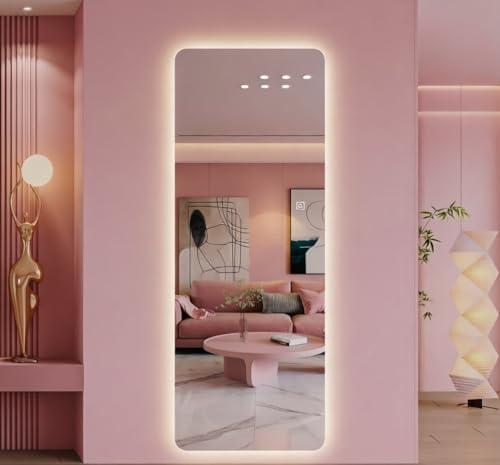 63"x24" Wall Mounted LED Full Length Mirror with Lights, UL Certified Backlit Dressing Mirror,3 Color Temperatures & Stepless Dimming,Shatter-Resistant Memory Mirror for Bedroom, Horizontal/Vertical