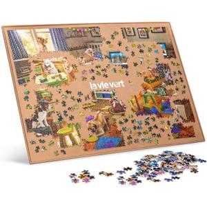 Lavievert Jigsaw Puzzle Board Portable Puzzle Saver for Puzzle Storage, Lightweight & Easy Transport, for 1500 Piece Jigsaws Puzzles (Khaki)