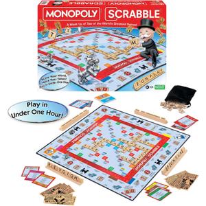 Monopoly Scrabble Game, Play in Under ONE Hour, Score Your Scrabble Word - Move Your Token, By Winning Moves Games USA, Mash-Up of 2 of the World's Greatest Games, 2 to 4 Players Ages 8+ (1250)