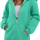 StunShow Women's Zip Up Hoodies Oversized Fleece Long Sleeve Sweatshirts Casual Fall Jacket Coat with Pocket(S-3XL) (Green, L)